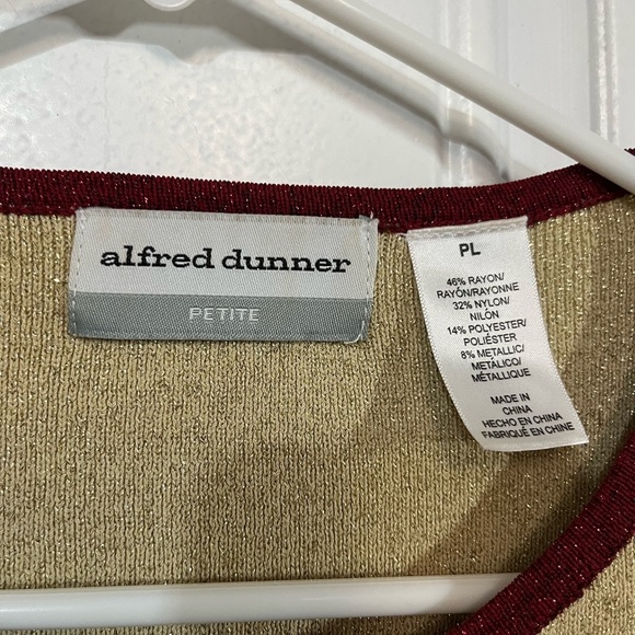 2/$30 Alfred Dunner Petite Metallic Floral Sweater Red and Cream Size PL - Picture 4 of 4